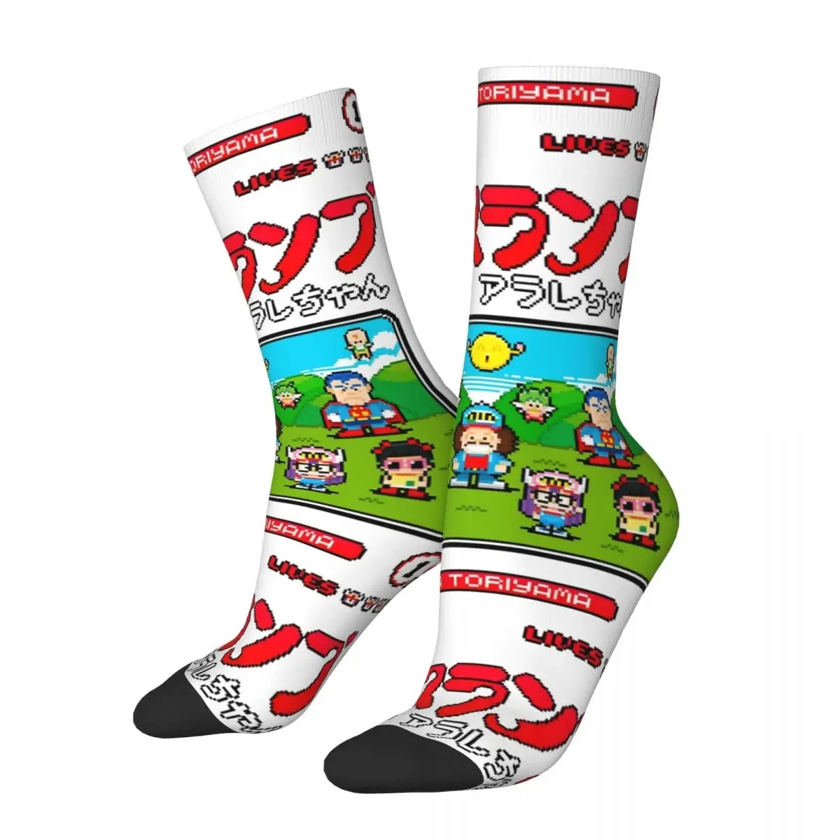 Arale Press Start Slump Socks Men Women Polyester Casual Japanese Anime Socks Harajuku Spring Summer Autumn Winter Socks Gift