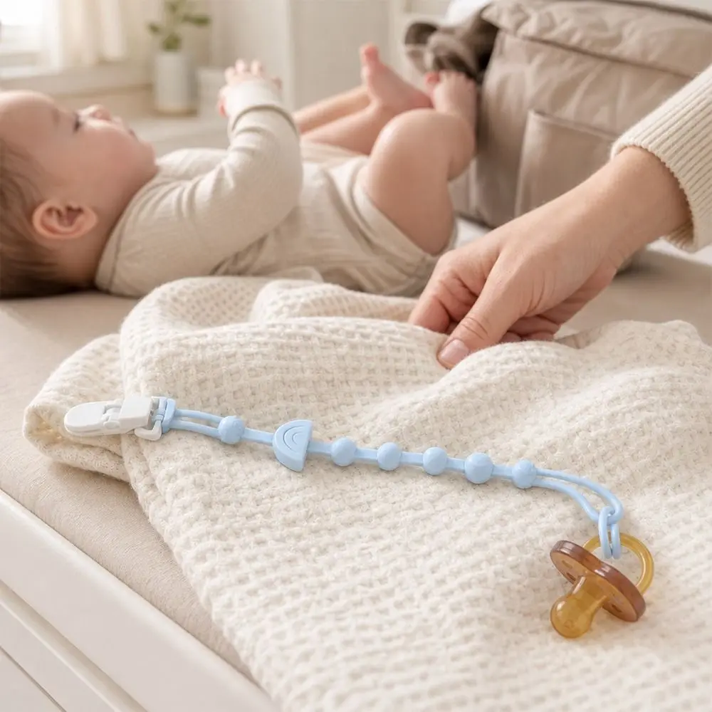 Cute BPA Free Silicone Pacifier Chain Solid Color Anti-Lost Pacifier Clip Universal Fit Dummy Chain Newborn Infant