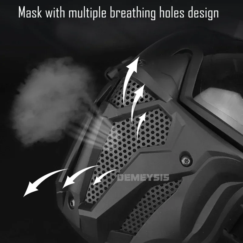 Airsoft Full Face Mask with Micro Fan Tactical Anti-fog Cs Game Protective Mask Wargame Paintball Masks