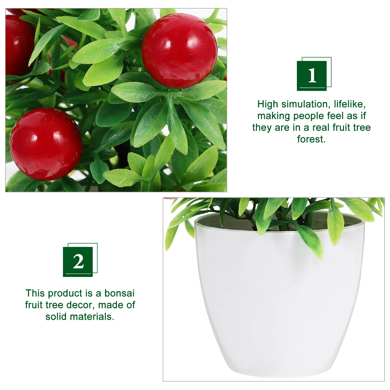 

2pcs Artificial Tree Potted Fake Bonsai Decor Artificial Fruit Tree For Home Kitchen Office Desktop Decoration Accessory
