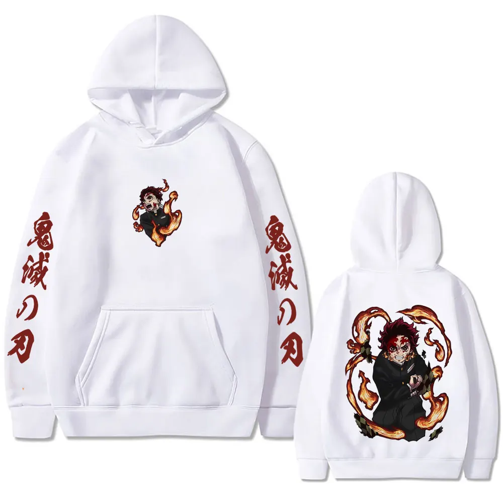 Anime Demon Slayer Kamado Tanjirou Graficzna Bluza z Kapturem Męska Damska Odzież Modna Casualowa Bluza Męska Vintage Oversize