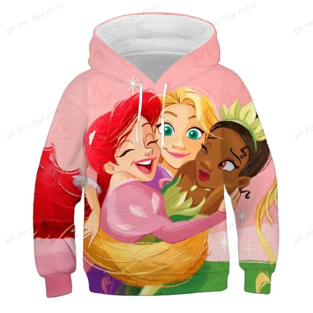 1-14 Years Jasmine Princess Hoodies Spring Autumn Girls Sweatshirts Disney Long Sleeve Print Sweatshirt Baby Hooded Tops Clothes