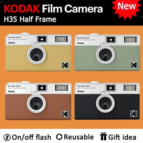 Imagen 1 del producto Original KODAK EKTAR H35 H35N cámara de medio marco cámara de película de 35mm cámara de película reutilizable con luz de Flash regalo de cumpleaños y Navidad