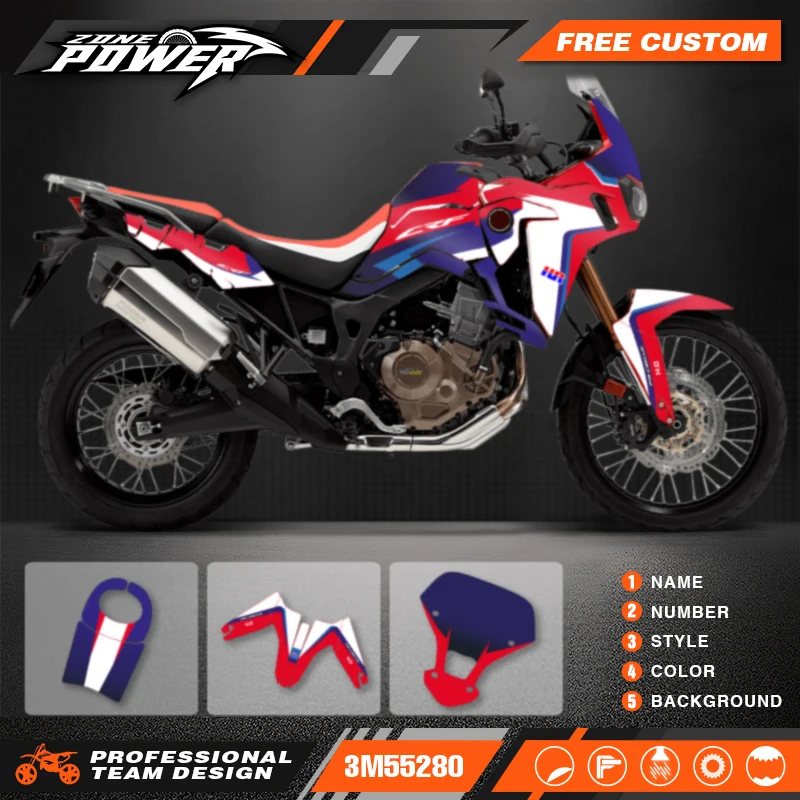 Powerzone Custom Graphics Decals Stickers Kit For Honda CRF1000L AFRICA TWIN Motorcycle 06