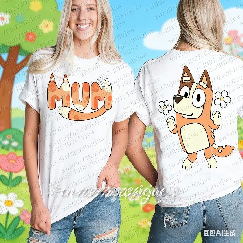 

2026 Bluey Summer New Family Parent-Child Outfit Mom Dad Casual Sportswear Oversized Breathable Comfortable Fashionable Top