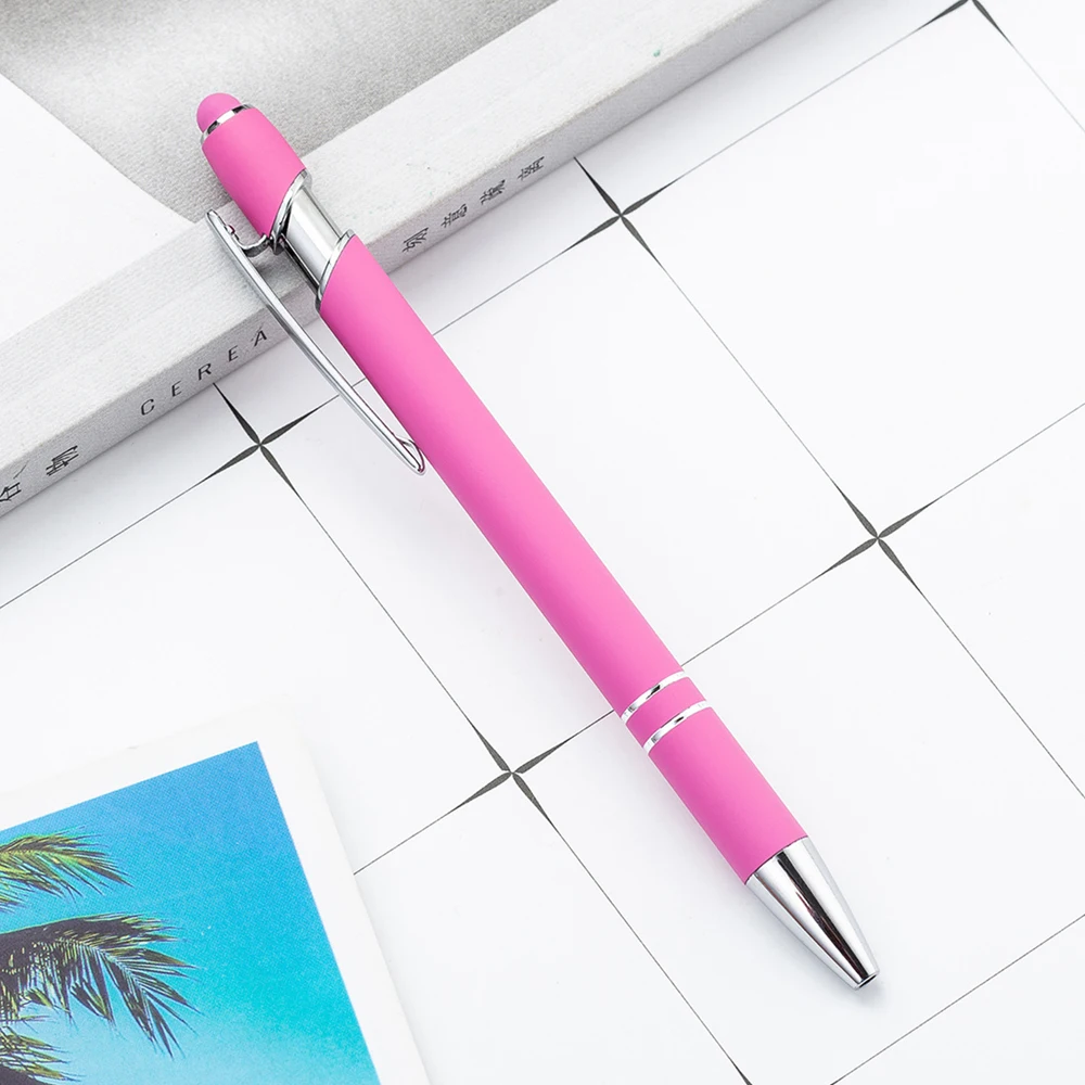100 stks/partij Metalen Business Balpen 2 In 1 Met Universele Touch Screen Stylus Pen School Kantoorbenodigdheden Gratis Aangepaste Logo