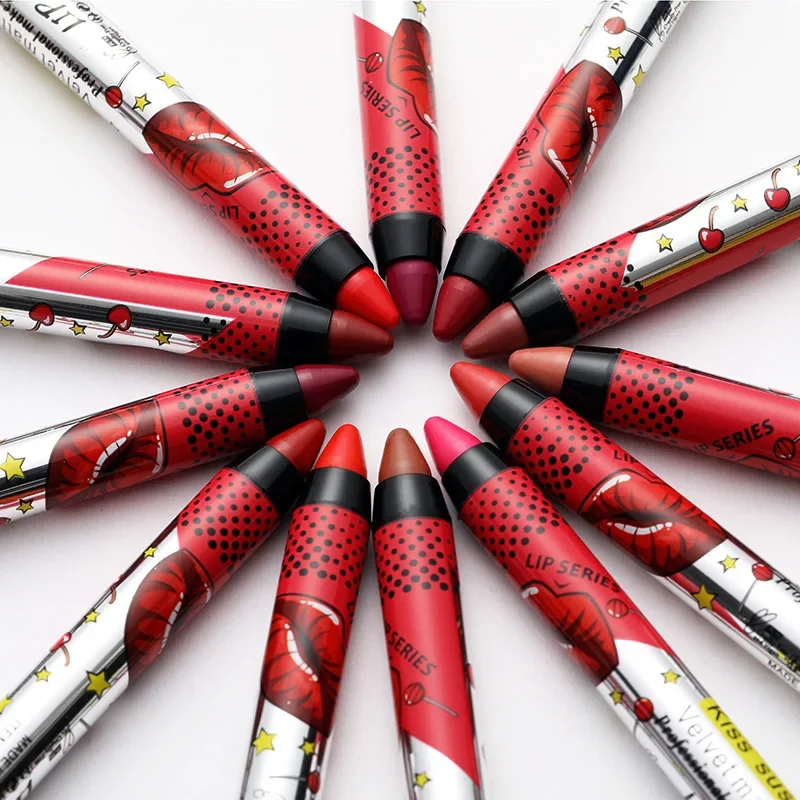 1pc Velvet Matte Lipstick Pen Waterproof Long Lasting Lip Balm Sexy Red Lip Liner Smooth Easy Makeup Lipstick Pen Lipstick Matte