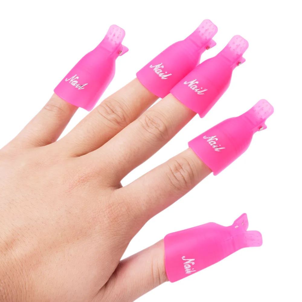 10pcs Nail Acrylic Removal Clip for Remove UV LED Gel Polish Purple Pink Manicure Tools Nail Supplies for Professionals