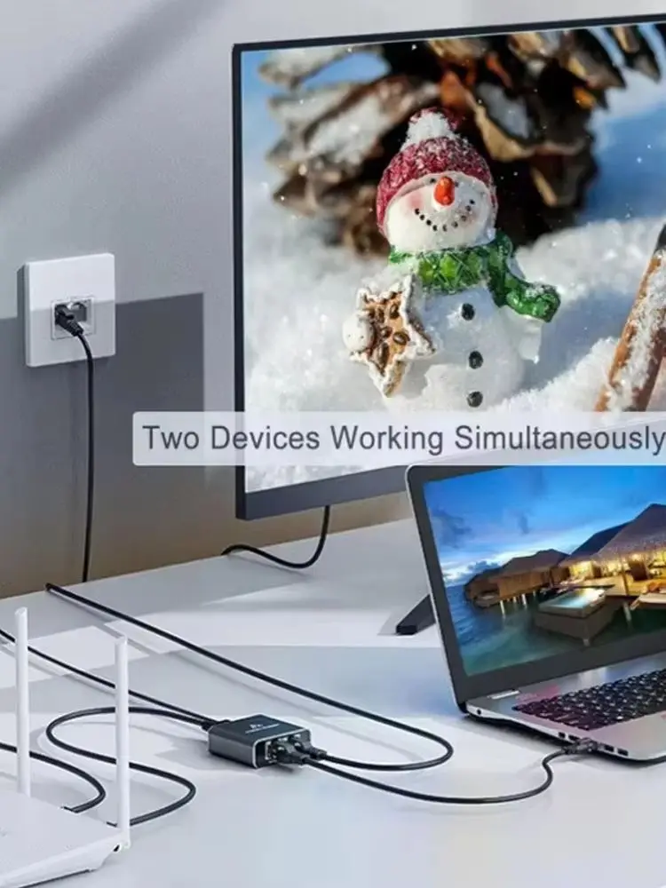 Adapter Ethernet 1000Mbps 1 wejście 4 wyjścia, rozdzielacz internetu LAN 1 na 2/3/4 RJ45, przełącznik Gigabit RJ45 Cat 6 do PC, laptopa, TV Boxa, routera — zdjęcie produktu 7