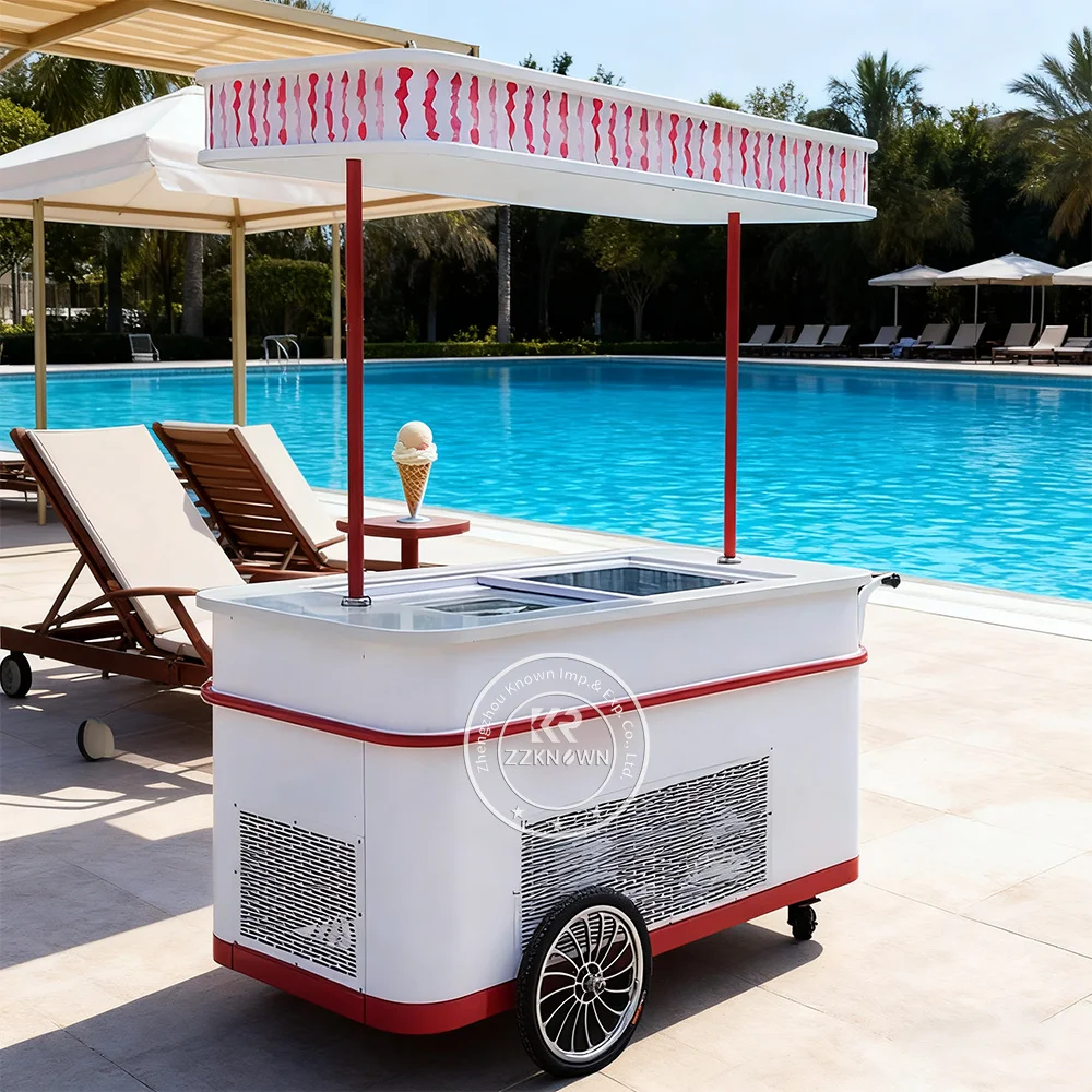 

Food Ice Cream Cart Ice Cream Display Case Gelato Showcase Mobile Food Cart Outdoor Flower Cart Ice Cream Display Case