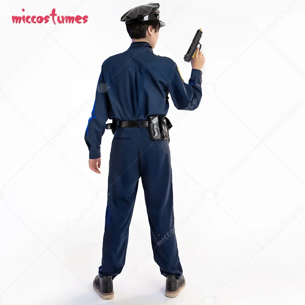 Adult Police Officer Long Sleeve Cosplay Costume for Men with Hat