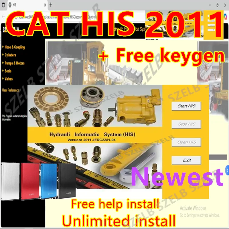 

2025 hot sell, EPC Repair Software CAT ET HIS 2011 for red CAT Caterpillar ET Hydraulic Information System 2011 + free keygen