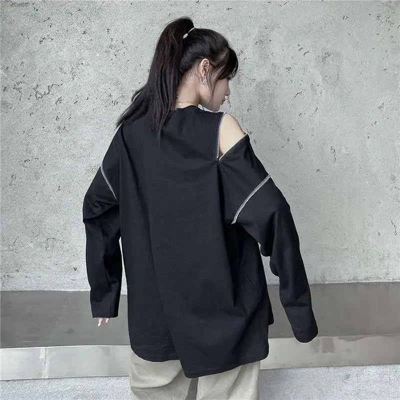 Korean Spring and Autumn Women\'s 2024 New Splicing O-Neck Zipper Fashion Solid Color Loose Minimalist Casual Long Sleeved Top