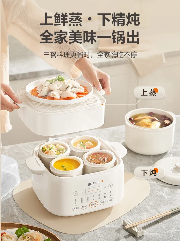 220V Versatile Electric Ceramic Stewpot for Soup, Bird's Nest and Congee