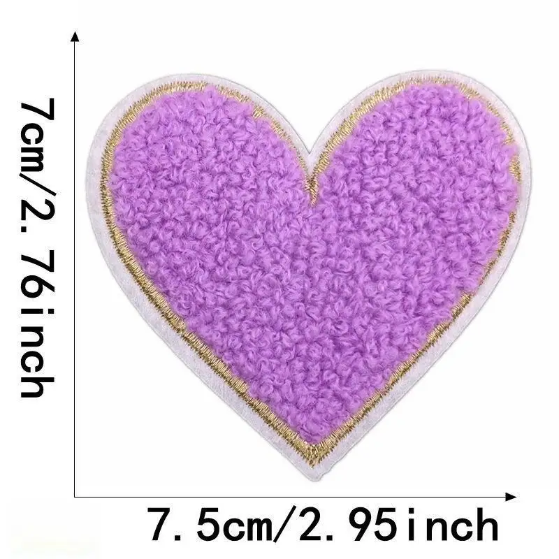 Mehrfarbige Handtuch-Stickerei-Herz-Aufnäher zum Aufbügeln, weich, flauschig, einfach anzubringen, perfekt für DIY-Jacken, Taschen, Bastelarbeiten, Dekorationen. – Detail 16