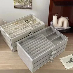 Velvet jewelry box three-tier drawer jewelry storage box transparent jewelry storage box acrylic jewelry box