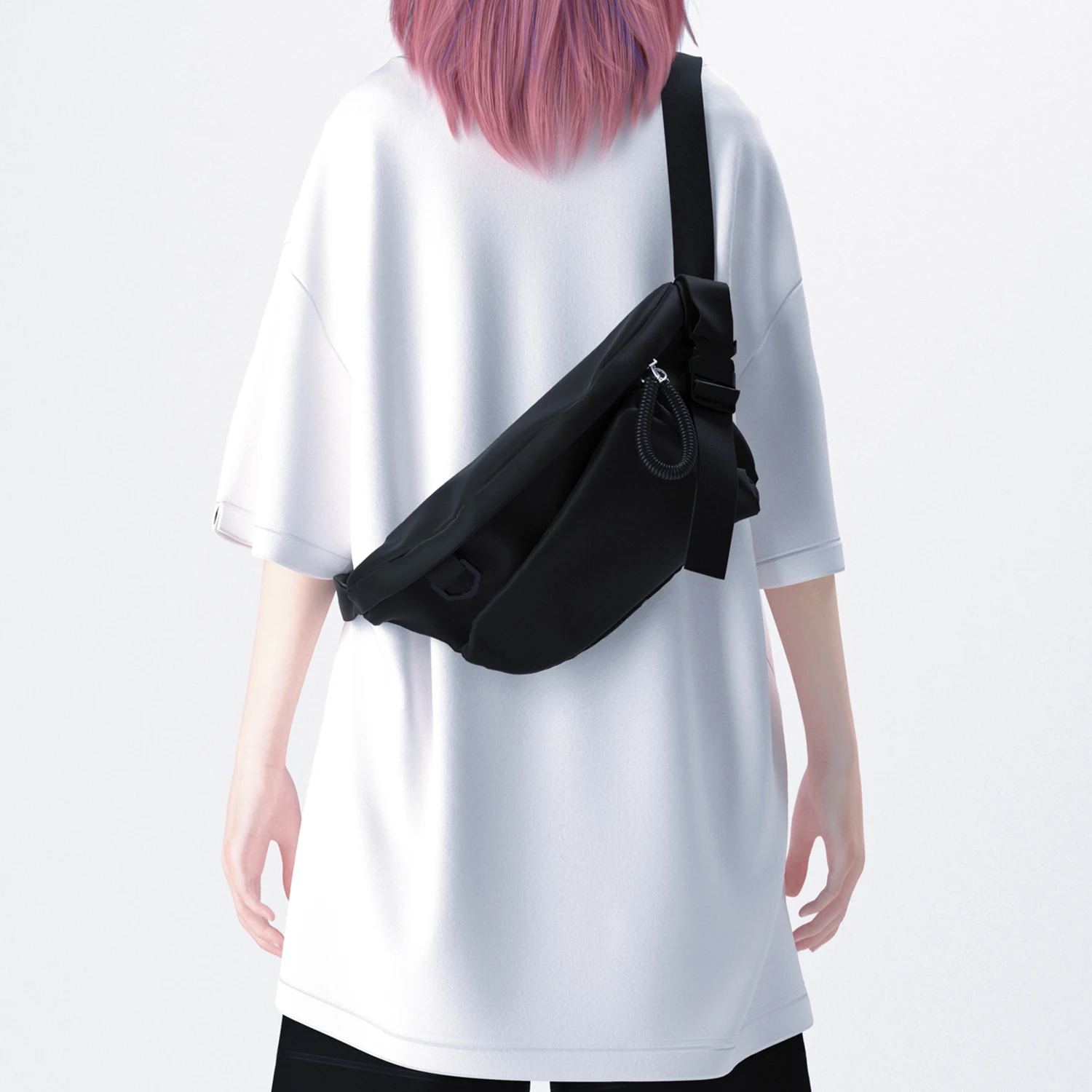 YONAIGA Original Black Canvas Crossbody Chest Bag Unisex Small Backpack Waist Bag Motorcycle Style Casual Leisure Bag