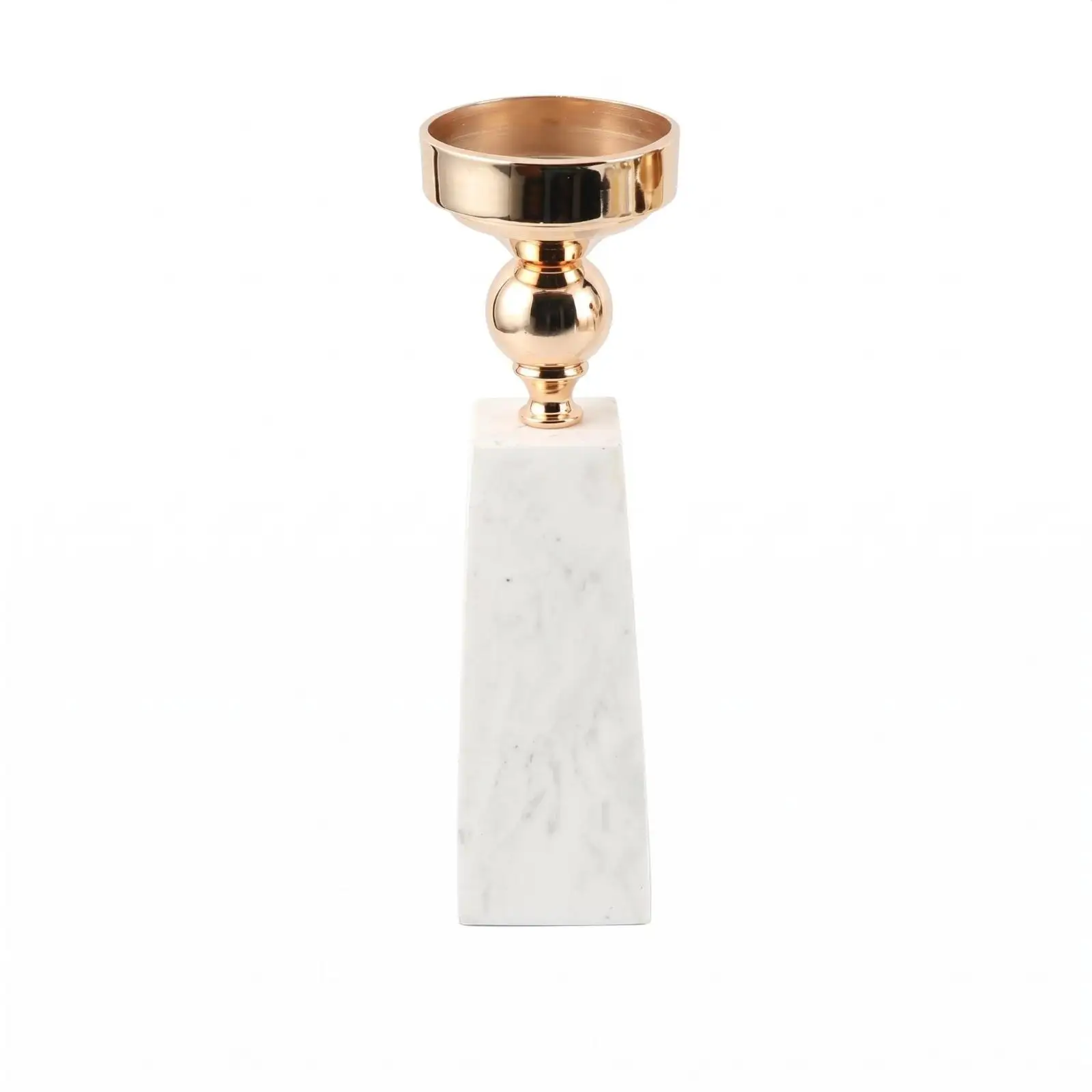 Marble Column Candle Holder Luxury Style Marble Modern Minimal Design Gold Candle Stand for Hotel, Dining Room