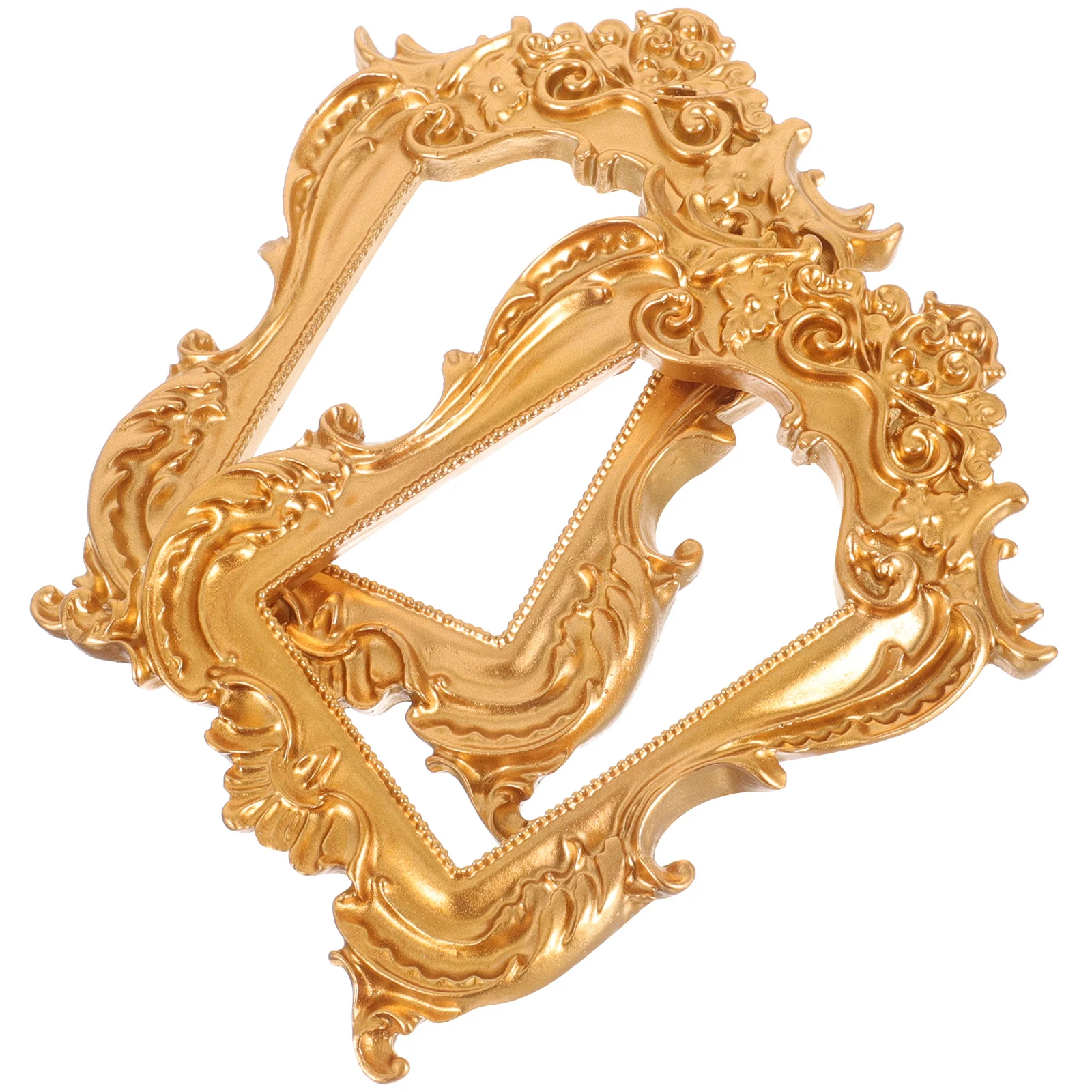 

2Pcs Golden Tiny Resin Picture Frame Unique Retro Mini Frame for Craft Projects Home Decor and Product Photography