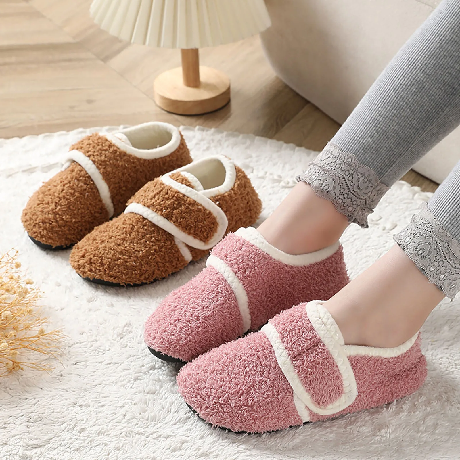 Fluffy Children Floor Slippers Kids Cute Home Non Slip Cotton Colorful Slippers Cute Funny Plush Fluffy Indoor Home House Shoes