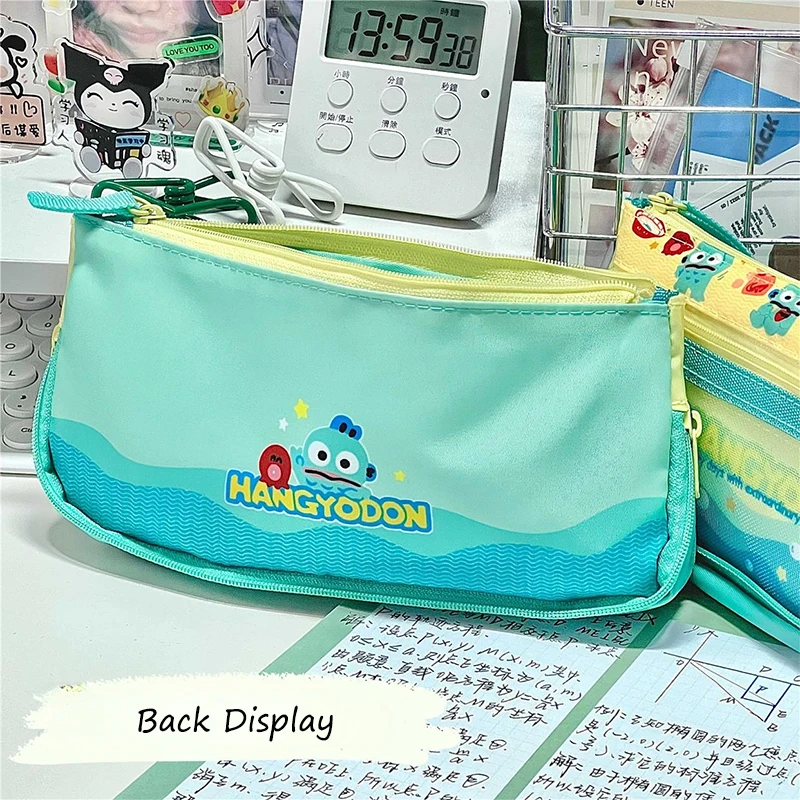 Anime Hangyodon Student Pencil Case With Pendant Kawaii Sanrio Large Capacity Stationery Storage Bag Cute School Office Supplies