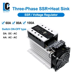 60A 80A 100A 3-32VDC Control Three Phase Solid state Relay With Radiator Integrated for Swithc On-Off