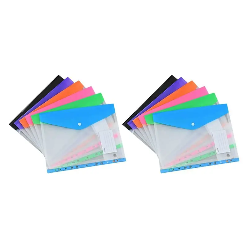Binder Pocket Organizer Folders, 12 Pack Expandable Folders Envelopes Binder Folders With 11 Holes For 2/3/4 Ring Binder-A31R