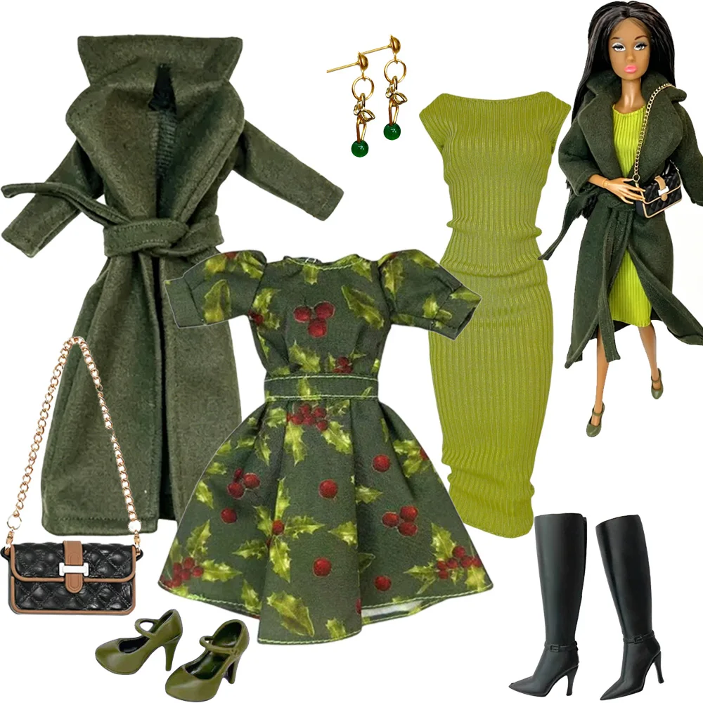 1/6 Scale Doll Clothes Fashion High Quality Dress Up Wool Coat Dress Tops Pants Set For 30cm Xianxian Supermodel Xinyi Doll Toy