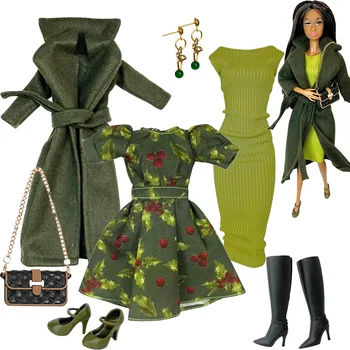 1/6 Scale Doll Clothes Fashion High Quality Dress Up Wool Coat Dress Tops Pants Set For…