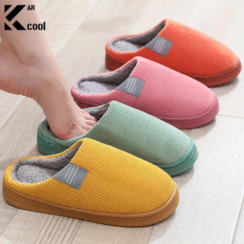 Zapatillas de casa de fondo suave y grueso para hombre y mujer, pantuflas de felpa para el hogar, zapatillas térmicas antideslizantes para interiores, zapatos nuevos de invierno, 2023