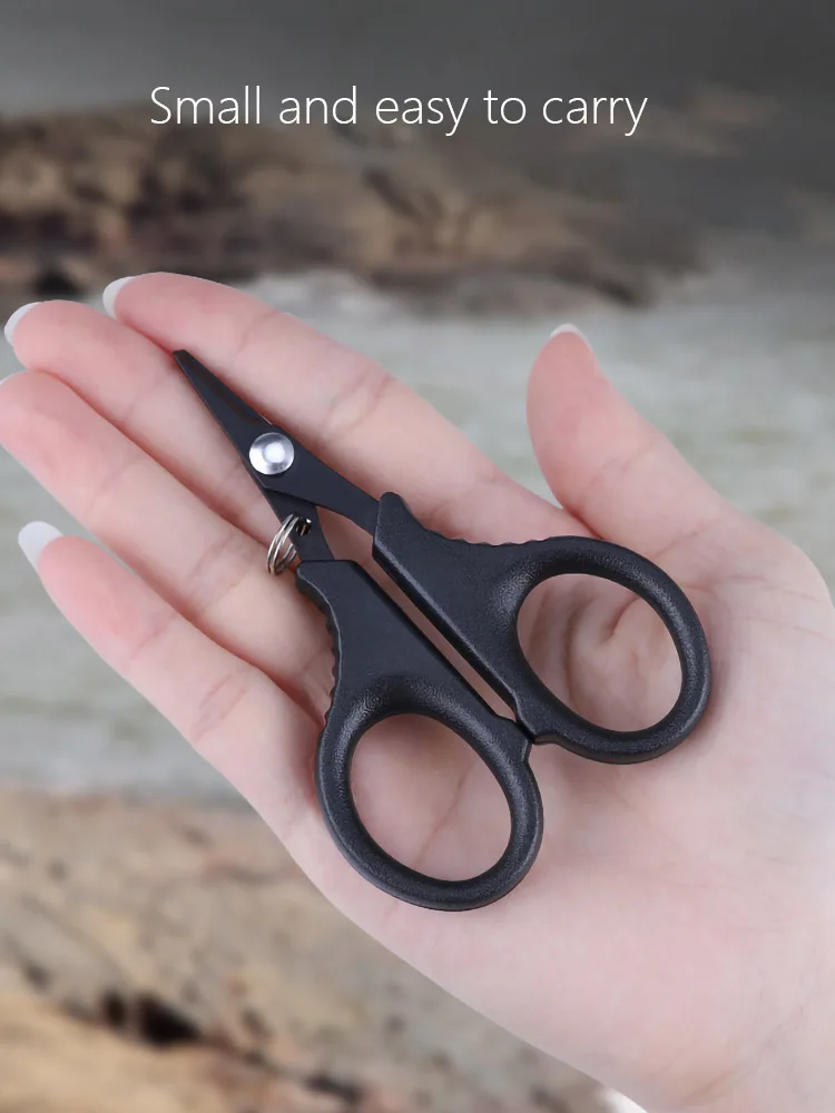 Mini tijeras de pesca pequeñas, cortador de línea PE, señuelo de acero inoxidable (superficie chapada en titanio), antióxido, tijeras portátiles