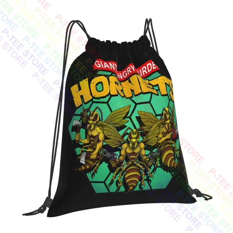 Giant Angry Murder Hornets Parody Drawstring Bags Gym Bag Print Portable Lightweight School Sport Bag