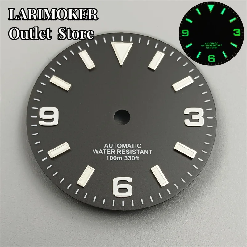 LARIMOKER manufacture 29mm black   watch dial luminous fit NH35 NH36 ETA2824 2836 Miyota8215 Mingzhu DG2813 3804 movement