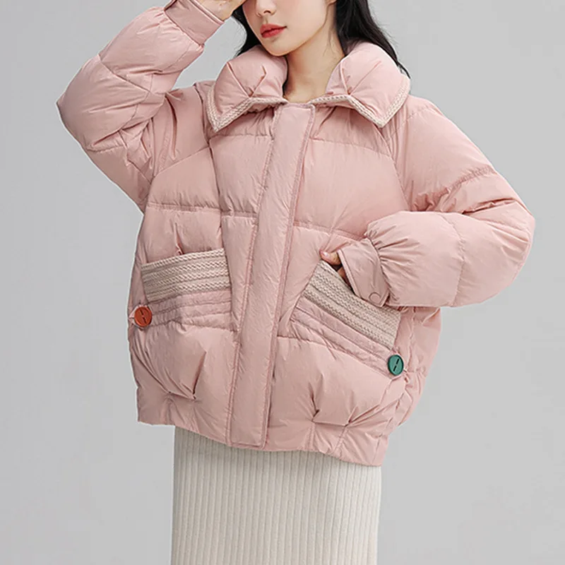 Duck Down Jacket for Women, Loose Warm Jacket, Thickened Fashion, New, Fall and Winter, 2024