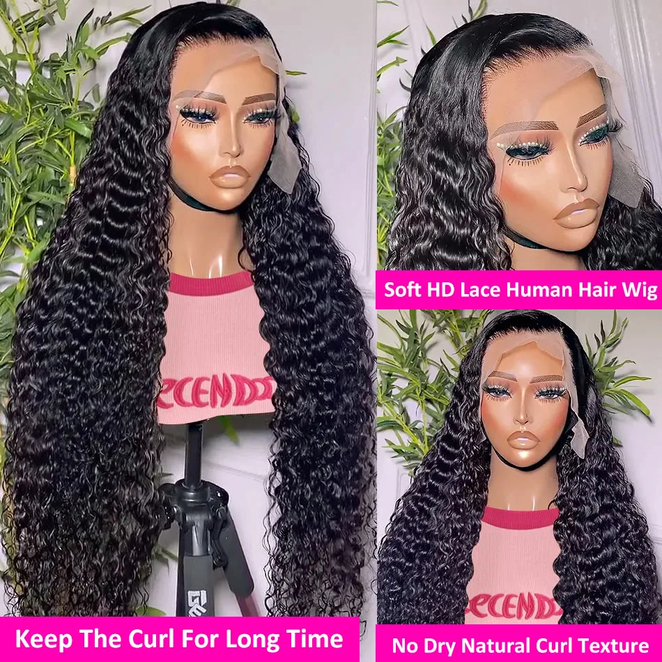 34Inch Water Wave 13x4 Transparent Lace Front Wig Human Hair PrePlucked Brazilian Wet and Wavy 13x6 Lace Frontal Human Hair Wigs