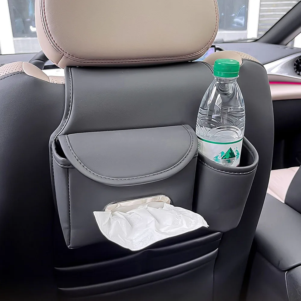 For BYD Dolphin Smart Driving Edition 2025 Multifunctional Leather Storage Bag Automotive Parts Seat Back Tissue Cup Storage Box