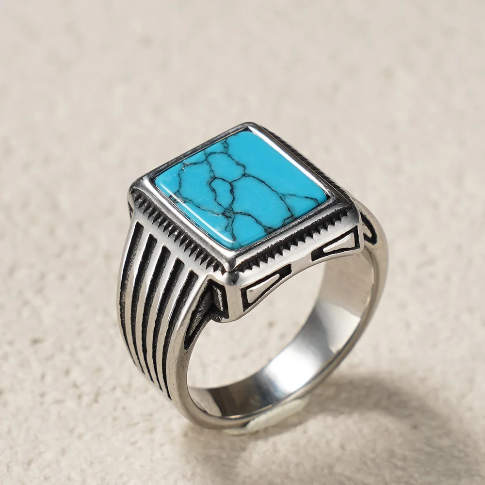 Natural tiger's eye stone fashion rings are made of 316L stainless steel, and there are also styles inlaid with turquoise.