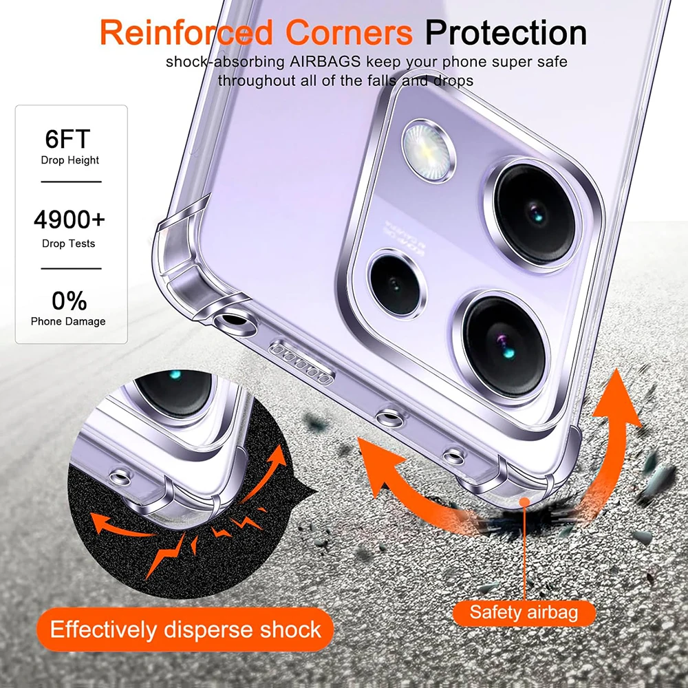 Силиконовый мягкий противоударный чехол для Xiaomi Redmi Note 14 14S 13 12 12S 12T 11 11S 11T 10 10S Pro Plus Max ультратонкий прозрачный чехол