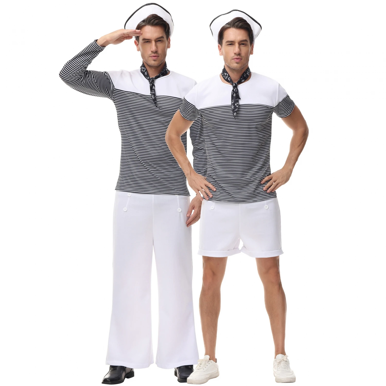 

Men's loween Sailor Costume Stripe Role-plang Par Nautical Performance Clothing Briti Sle Striped Suit