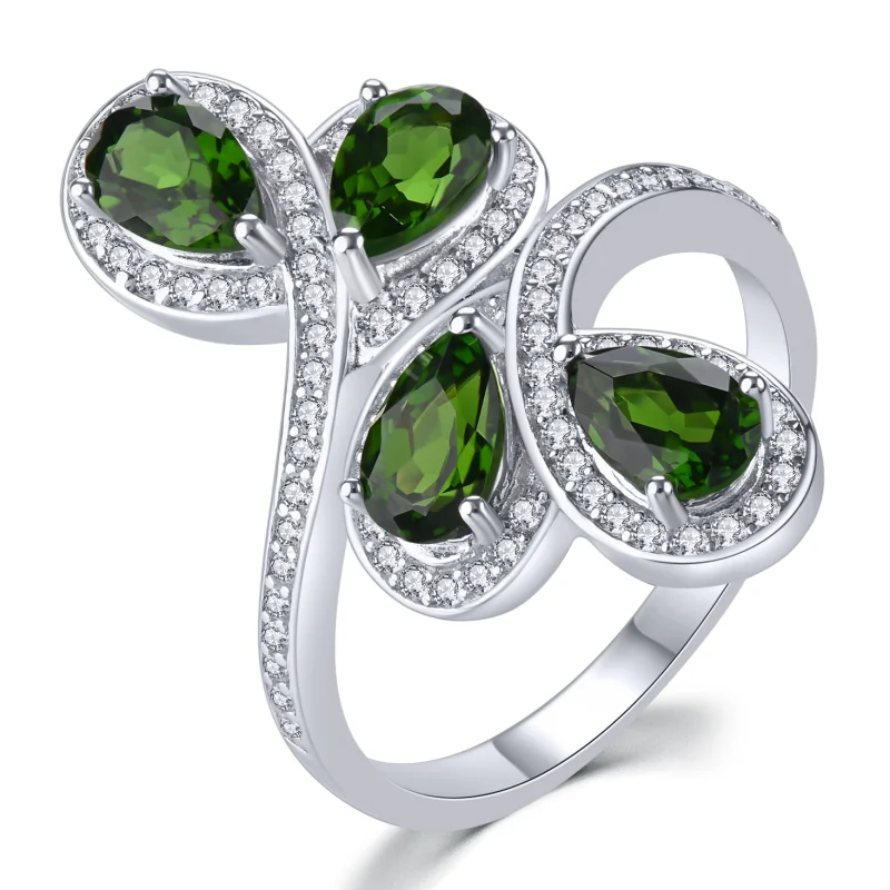 

Ring Silver 925 Original Natural Chrome Diopside Ring 925 Silver Ring Birthstone Ring for Women Elegant Gift Jewelry