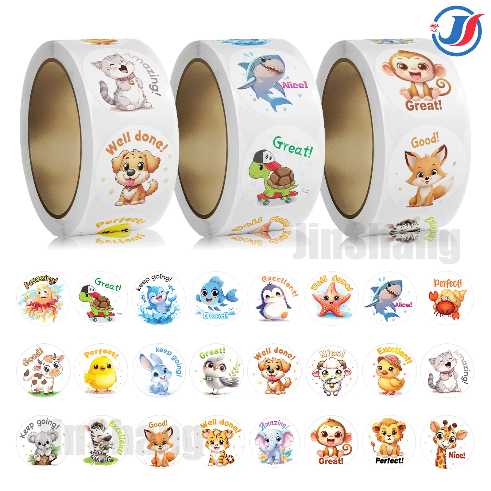 

1500 шт. наклейки с животными для детей, 24 дизайна, мотивационная наклейка на ферму/океан/злд для наградов, принадлежности для учителей в классе