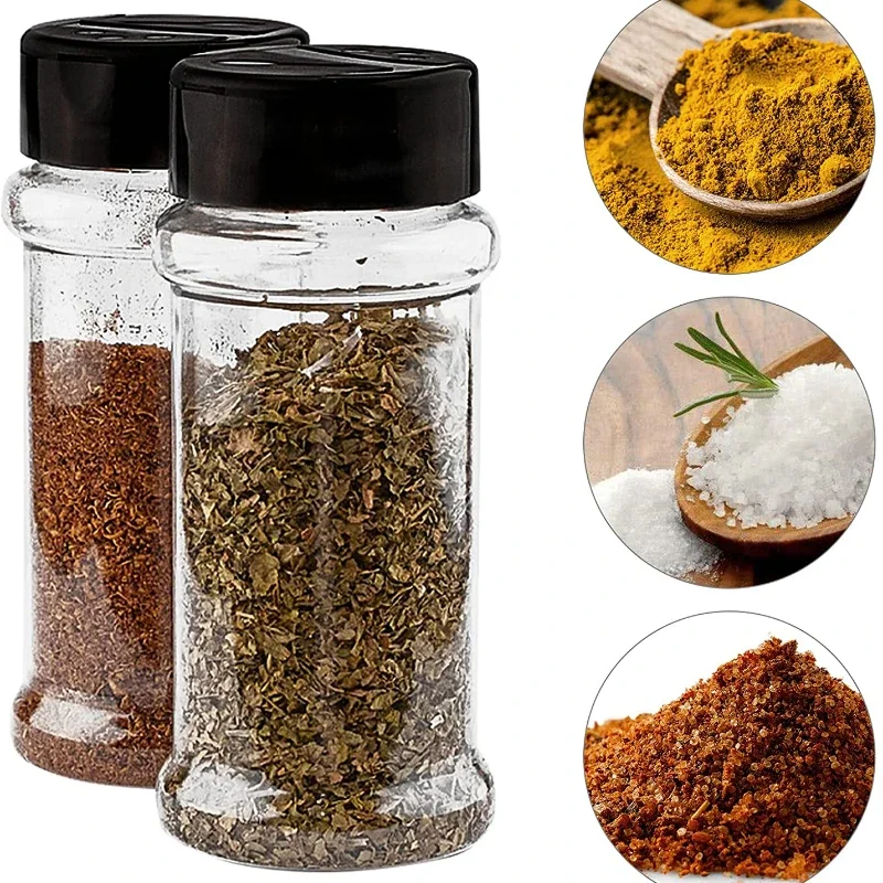 4/10/15/20pcs Spice Jars with Labels Plastic Transparent Spice Bottle Containers for Spices Pepper Salt Kitchen Spice Jar