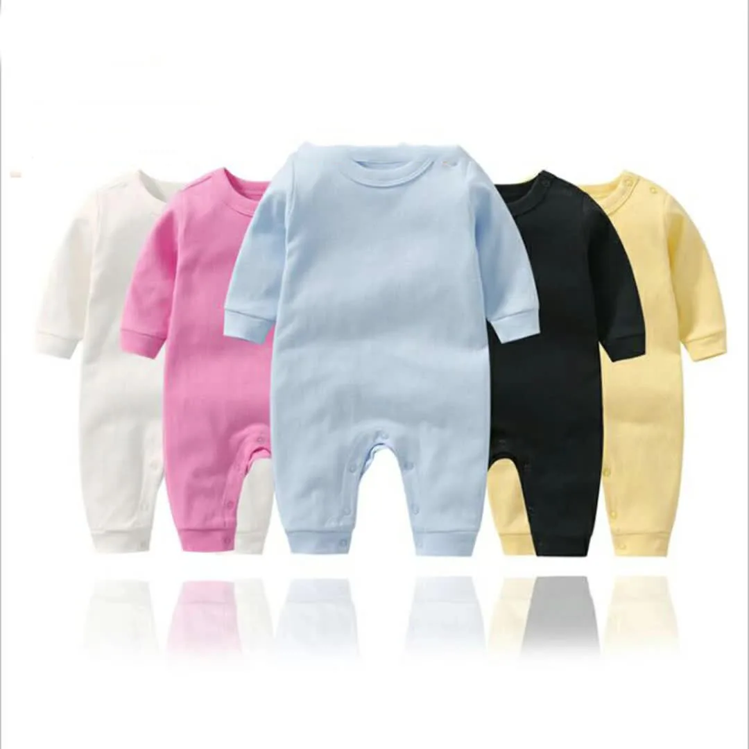 100% Cotton Baby Girl Jumpsuit Boy Rompers Solid Grows One-Pieces Newborn Sleepsuits Jumpers Spring Autumn Long Sleeve Baby Gift