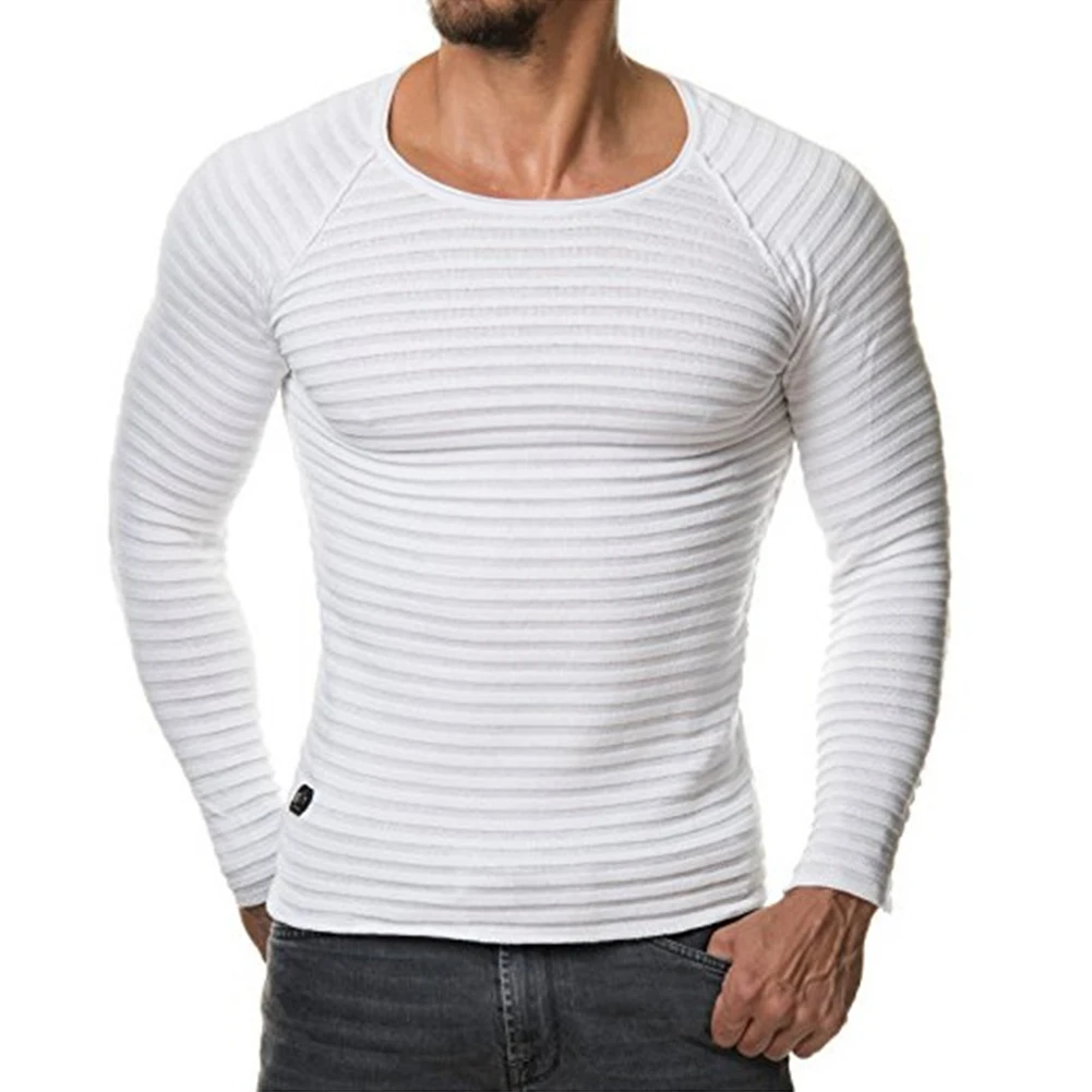 Pull à Col Ras du Cou pour Homme, Haut Solide, Coupe Cintrée, Manches sulf, Col Rond, Printemps, Automne, Hiver