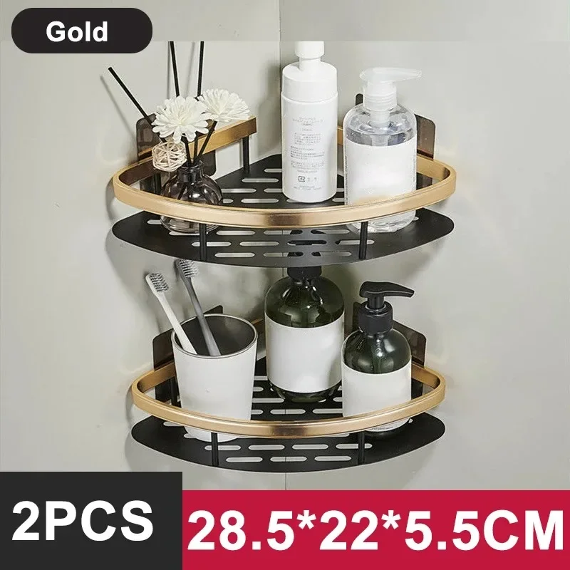 Bad Regal Küche Lagerung Veranstalter Aluminium legierung Shampoo Rack Dusch regal Bad zubehör kein Bohr regal