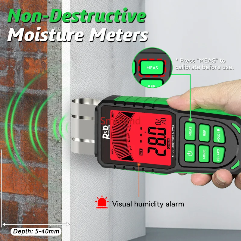 MT75 Portable Textiles Moisture Meter for Wood Testing Handheld Hygrometer Humidity Tester Fabrics Testing