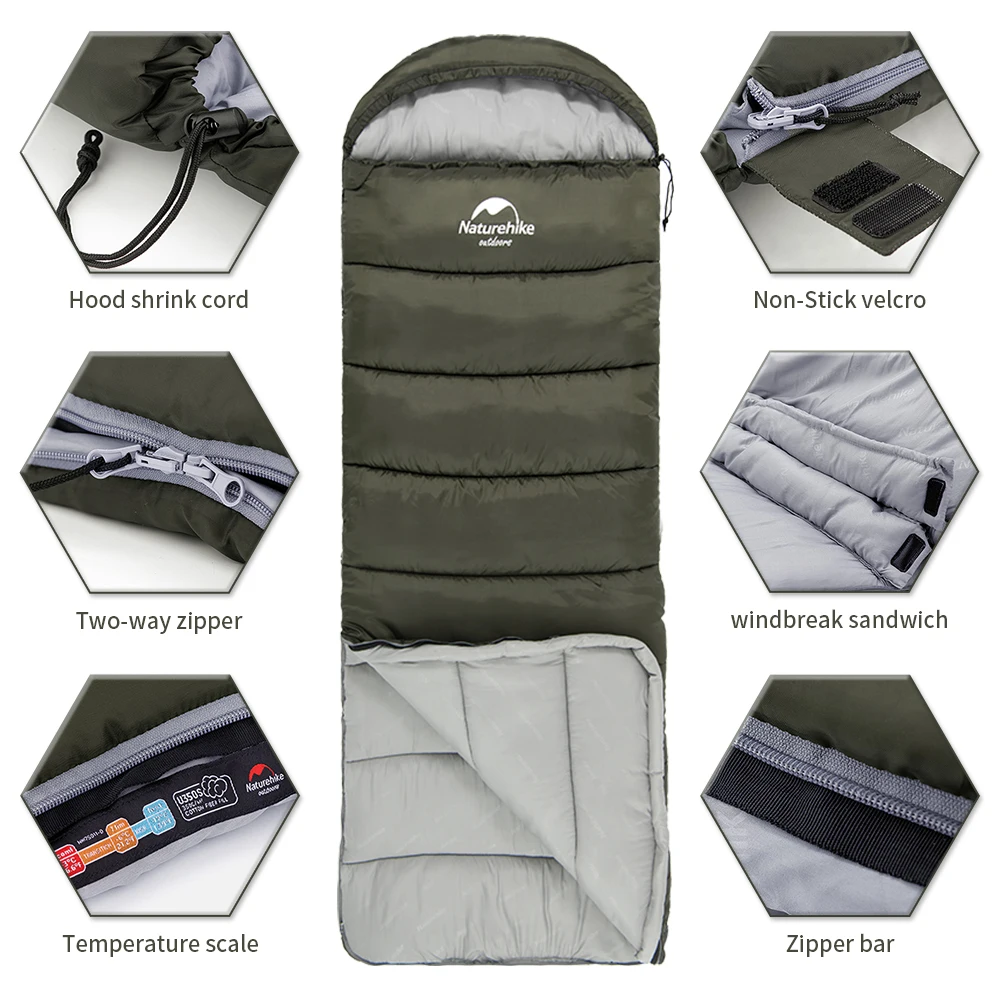 Naturehike Sleeping Bag Ultralight Cotton Winter Sleeping Bag Lightweight Waterproof Sleeping Bag Outdoor Camping Sleeping Bag