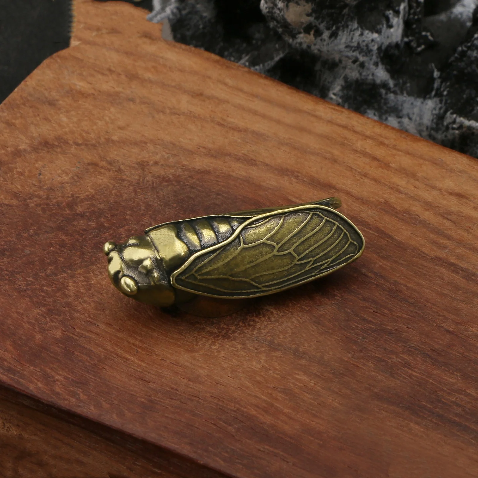 Brass Cicada Figurine Bronze Insect Tea Pet Desk Decorations Fun Copper