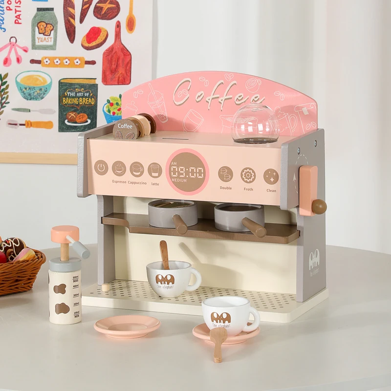 Kids Coffee Maker Wooden Toy Coffee Maker fun parent-child interaction, kitchen simulation Play Kitchen Accessories Toy Sets