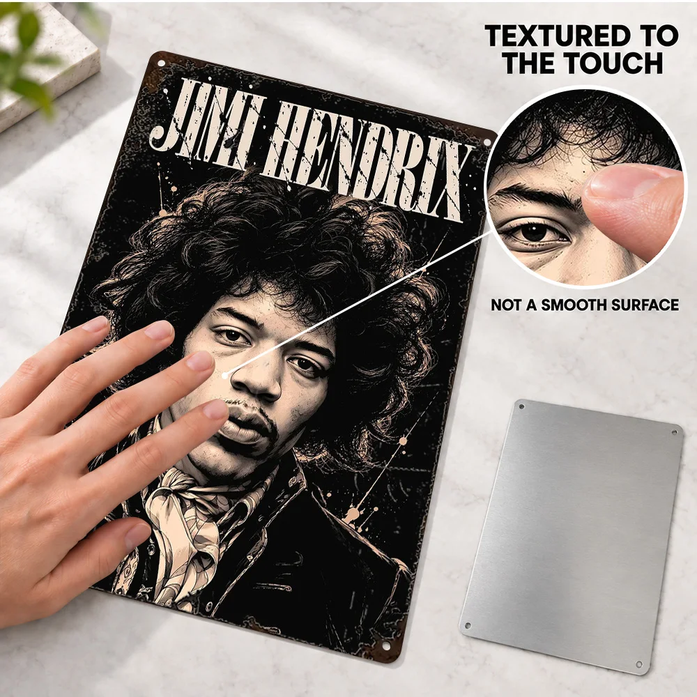 Jimi Hendrix Aluminum Poster Personalized Metal Sign Grunge Collage Wall Art For Home Recording Studio Guitar Music Lover Gift